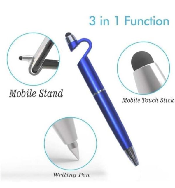 3 In 1 Ballpoint Function Stylish Pen With Mobile Stand (Pack of 5) - Image 3