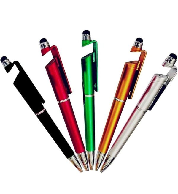 3 In 1 Ballpoint Function Stylish Pen With Mobile Stand (Pack of 5)