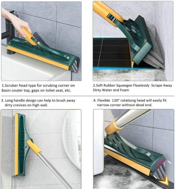 2 IN 1 Cleaning Brush & Wiper , Long Handle Floor Brush - Image 9