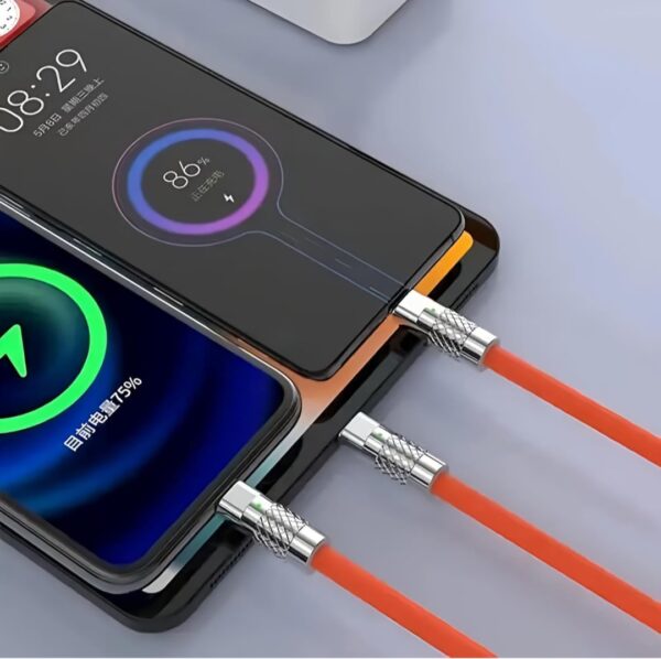 3 In 1 USB Charging Cable, Heavy Duty 120W Fast Charging Cable - Image 2