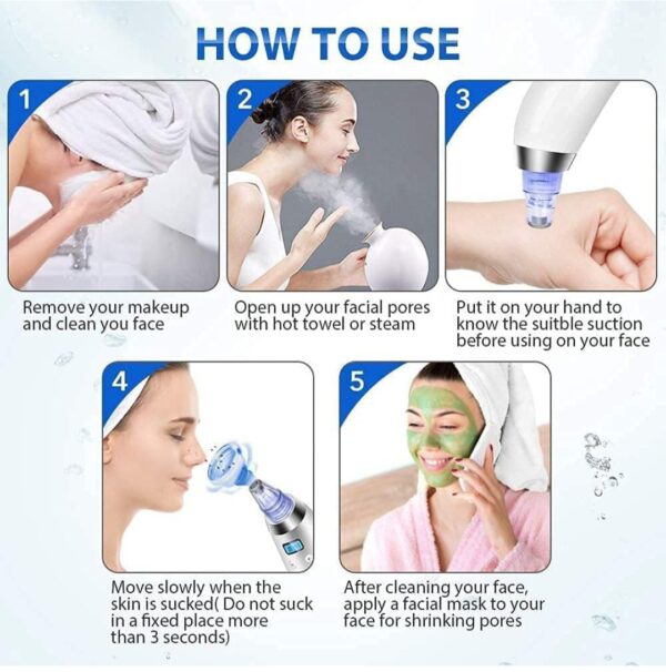 4 IN 1 Blackhead Whitehead Extractor Remover Device (Vaccum Suction Tool) - Image 4