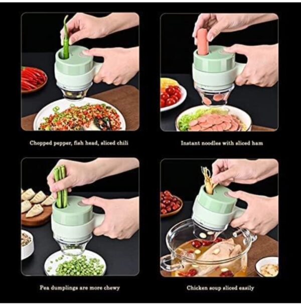 4 IN 1 Electric Handheld  Vegetable Cutter Set - Image 2