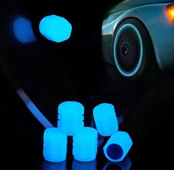 Tyre Valve Caps Luminous Glow Cap Tyre Air Steam Valve Cap Covers Cap ( 4 Pcs Mix Colour)