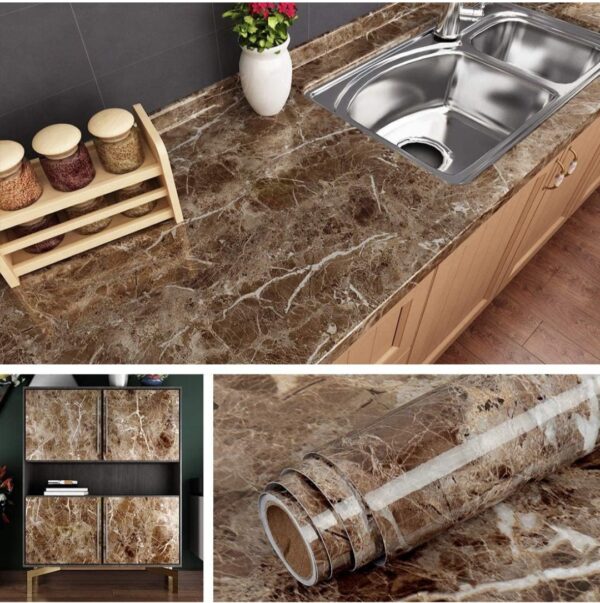 Wooden Marble High Gloss urniture Film Self Adhesive Waterproof Wallpaper  : (60 cm * 2 M)