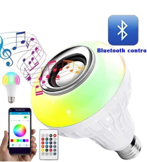 Wireless Bluetooth Sensor 12W Music Multicolour Led Bulb With Remote Controller - Image 2