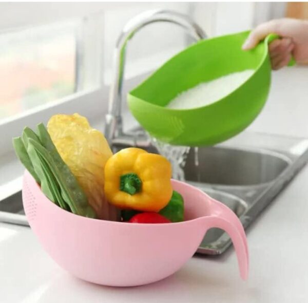 Virgin Rice Bowl Durable Plastic Strainer ,Water Strainer | Vegetable & Fruits Washing Bowl - Image 3