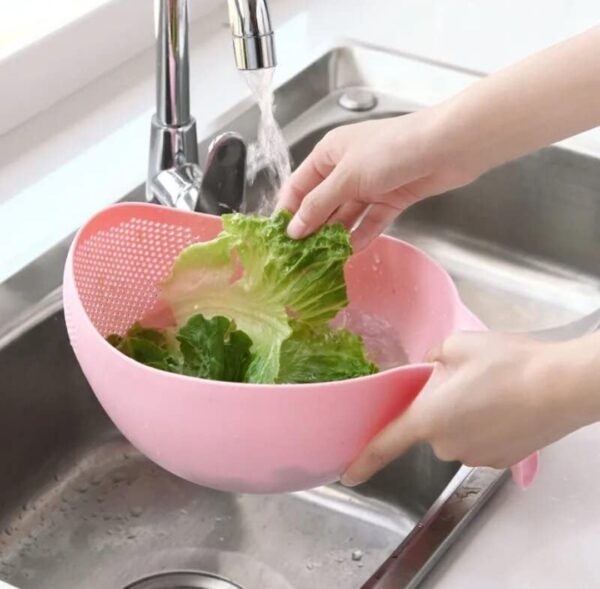 Virgin Rice Bowl Durable Plastic Strainer ,Water Strainer | Vegetable & Fruits Washing Bowl - Image 4