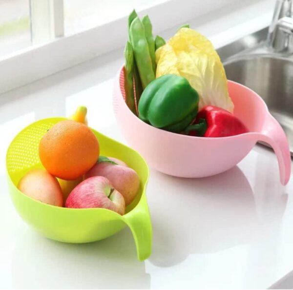 Virgin Rice Bowl Durable Plastic Strainer ,Water Strainer | Vegetable & Fruits Washing Bowl - Image 6