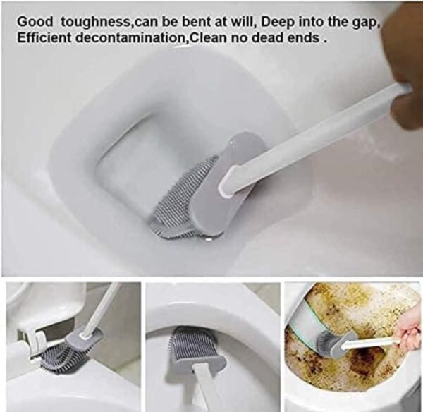 Silicone Toilet Brush With Holder Stand For Bathroom Cleaning.... - Image 5