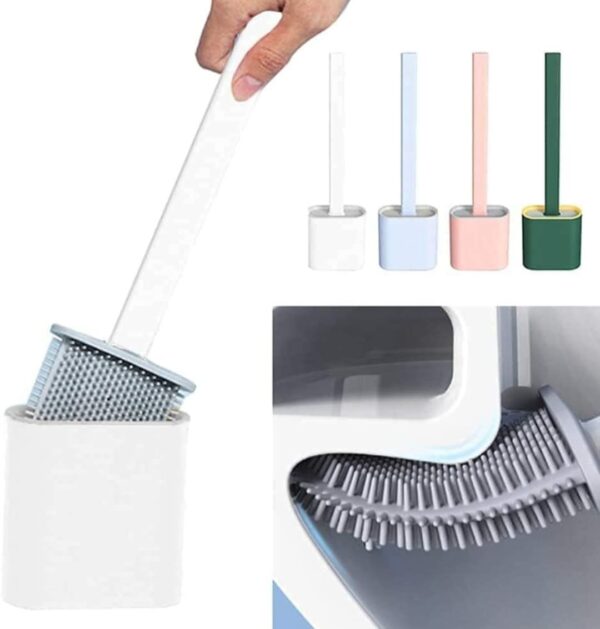 Silicone Toilet Brush With Holder Stand For Bathroom Cleaning.... - Image 6