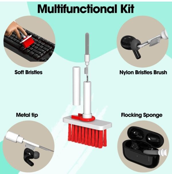 Brush Keyboard Cleaner 5-in-1 Multi-Function Computer Cleaning Tools Kit...