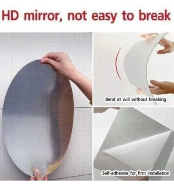 Small OVAL ADHESIVE-BATHROOM-MIRROR-WALL - Image 2