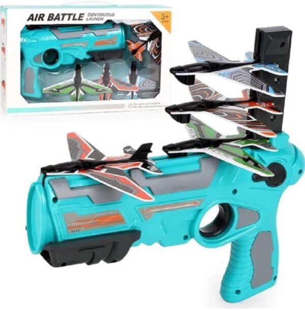 AIRPLANE LAUNCHER GUN TOY WITH FOAM GLIDER PLANES, OUTDOOR GAMES FOR CHILDREN, BEST AEROPLANE TOYS FOR KIDS, AIR BATTLE GUN TOYS ( 5 PLANE INCLUDE ) - Image 2