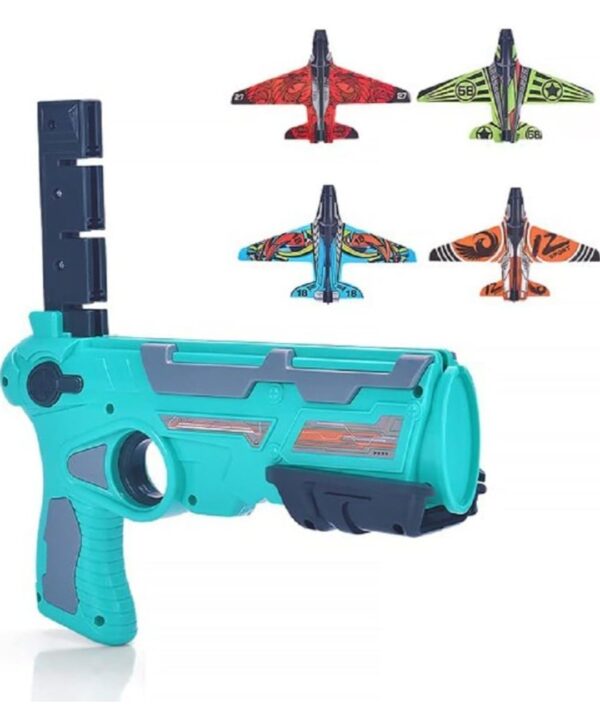 AIRPLANE LAUNCHER GUN TOY WITH FOAM GLIDER PLANES, OUTDOOR GAMES FOR CHILDREN, BEST AEROPLANE TOYS FOR KIDS, AIR BATTLE GUN TOYS ( 5 PLANE INCLUDE ) - Image 4