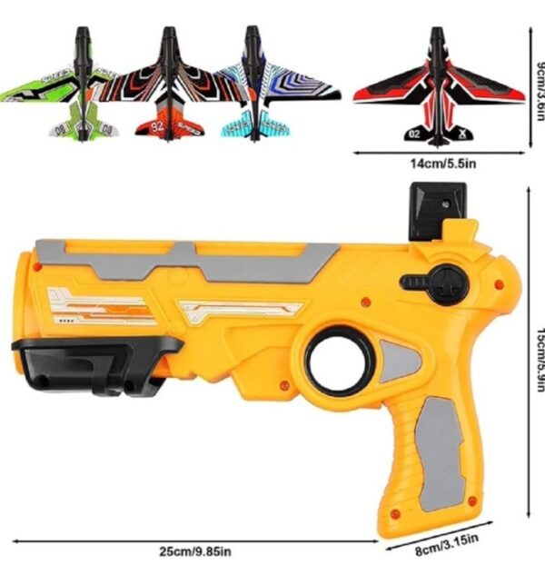 AIRPLANE LAUNCHER GUN TOY WITH FOAM GLIDER PLANES, OUTDOOR GAMES FOR CHILDREN, BEST AEROPLANE TOYS FOR KIDS, AIR BATTLE GUN TOYS ( 5 PLANE INCLUDE ) - Image 3