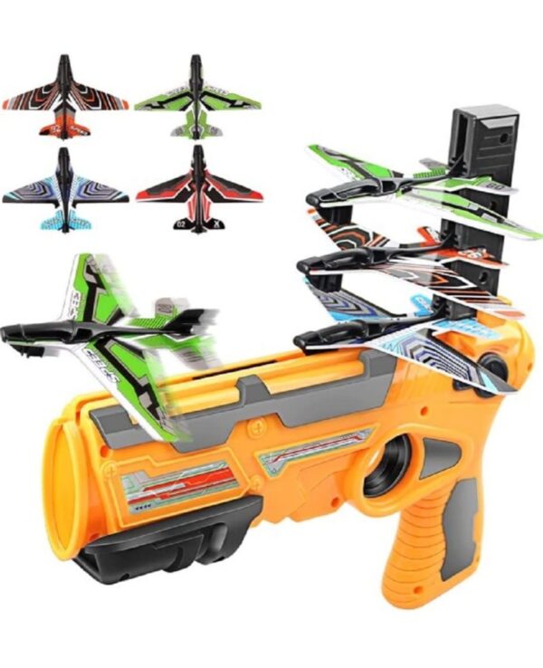 AIRPLANE LAUNCHER GUN TOY WITH FOAM GLIDER PLANES, OUTDOOR GAMES FOR CHILDREN, BEST AEROPLANE TOYS FOR KIDS, AIR BATTLE GUN TOYS ( 5 PLANE INCLUDE ) - Image 8