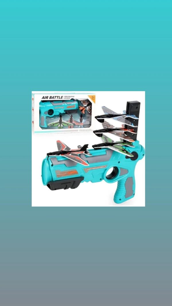 AIRPLANE LAUNCHER GUN TOY WITH FOAM GLIDER PLANES, OUTDOOR GAMES FOR CHILDREN, BEST AEROPLANE TOYS FOR KIDS, AIR BATTLE GUN TOYS ( 5 PLANE INCLUDE )