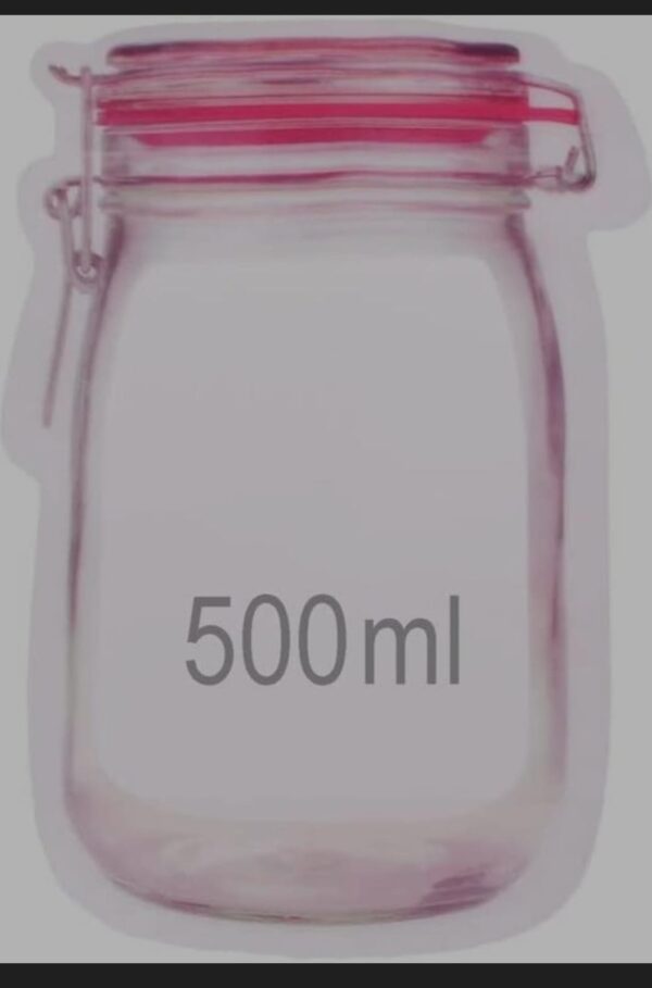 Reusable Airtight Seal Plastic Food Storage Mason Jar Zipper (500ml)