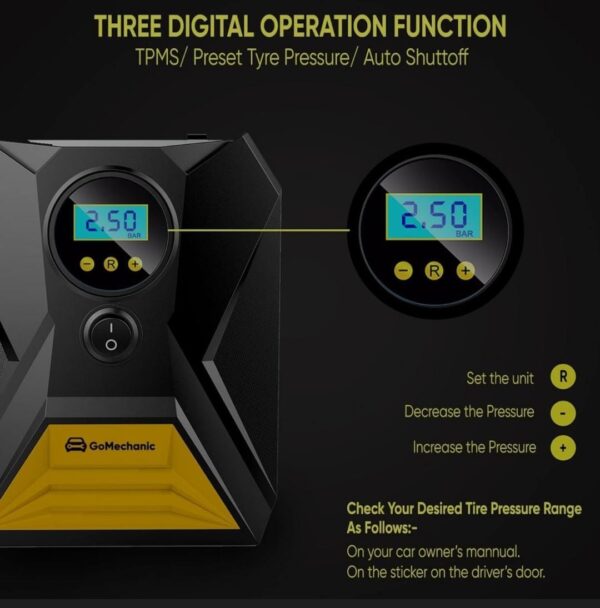 Portable Air Pump/Compressor with Digital Tyre Pressure Gauge... - Image 6