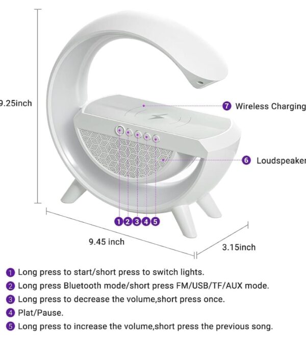 G Shape Rechargeable Multifunctional Bluetooth Speaker with 15W Wireless Charger Cum - Image 7