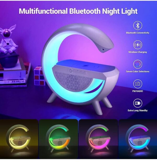 G Shape Rechargeable Multifunctional Bluetooth Speaker with 15W Wireless Charger Cum - Image 9