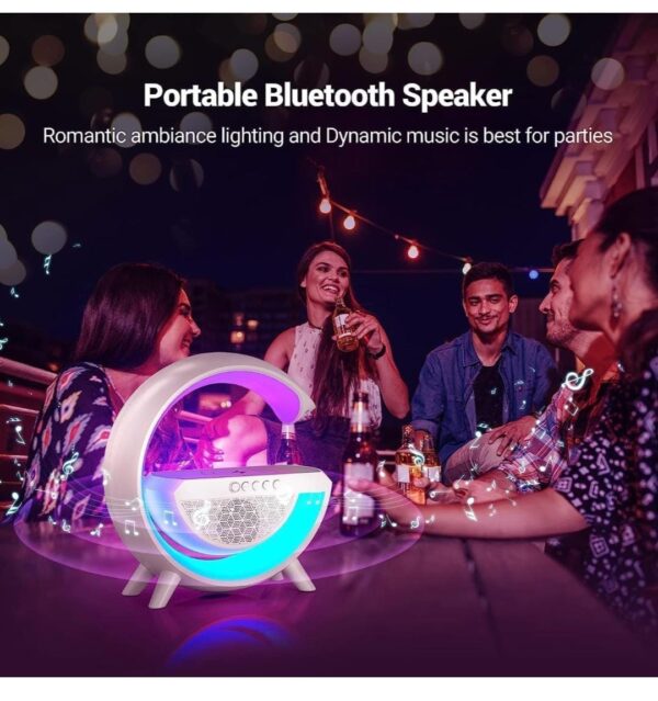 G Shape Rechargeable Multifunctional Bluetooth Speaker with 15W Wireless Charger Cum - Image 5