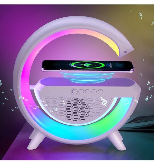 G Shape Rechargeable Multifunctional Bluetooth Speaker with 15W Wireless Charger Cum - Image 4