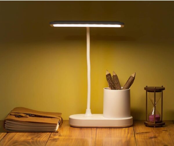 Plastic 3 Colour Mode Rechargeable Led Study/Table/Desk Lamp For Study, With Pen Holder...