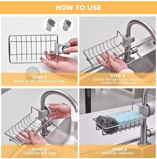 Stainless Steel Faucet Rack Holder for Kitchen Sink soap Holder... - Image 4