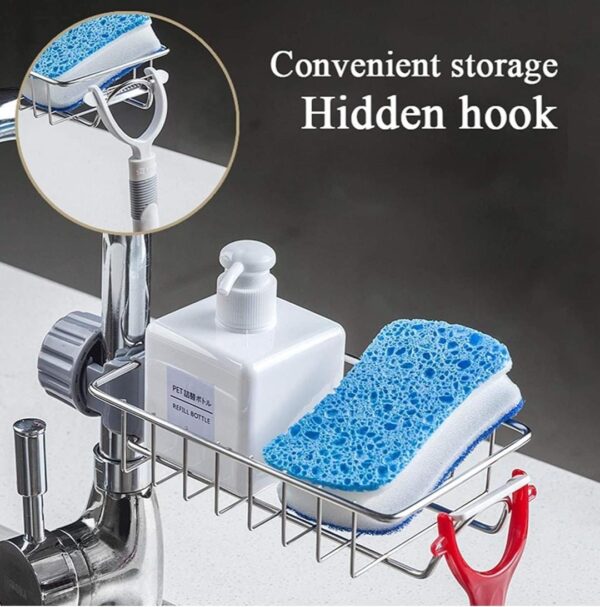 Stainless Steel Faucet Rack Holder for Kitchen Sink soap Holder... - Image 6