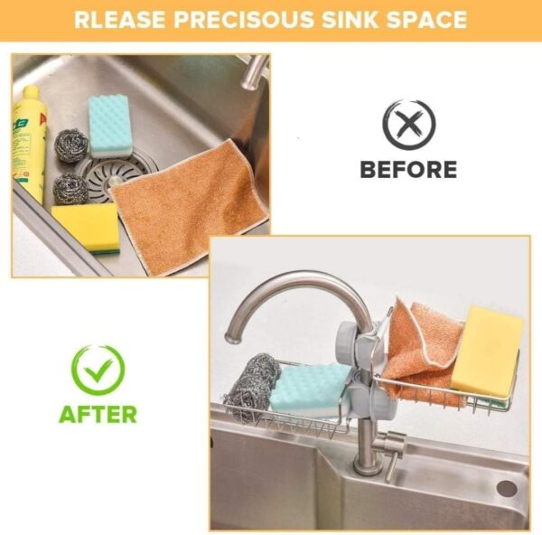 Stainless Steel Faucet Rack Holder for Kitchen Sink soap Holder... - Image 3