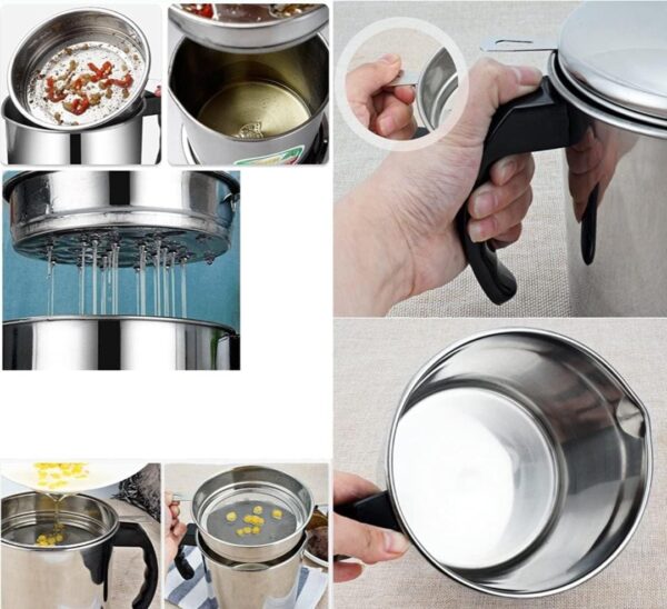 Modular Kitchen Oil Filter Stainless Steel Household Oil Pot, Oil Fat Separator 1.5L... - Image 4