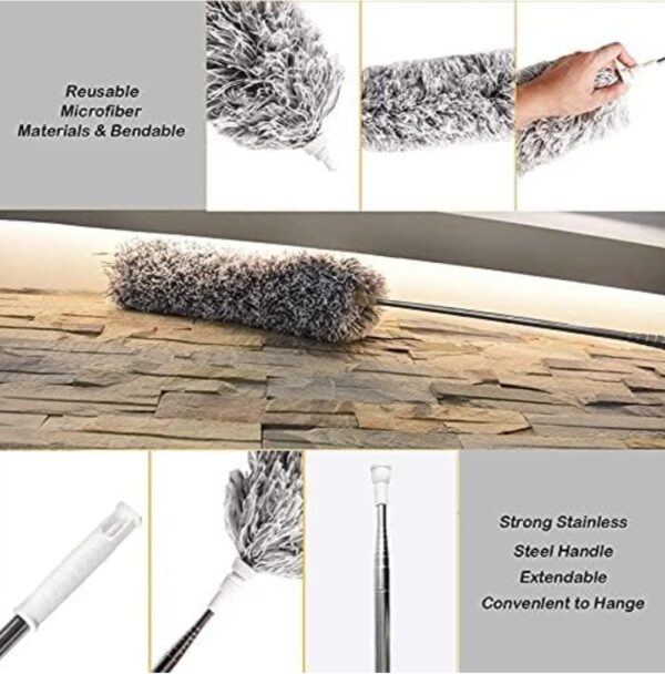 Bendable Microfiber Feather Duster Fan Cleaning Mop with Extendable Long Rod... - Image 3