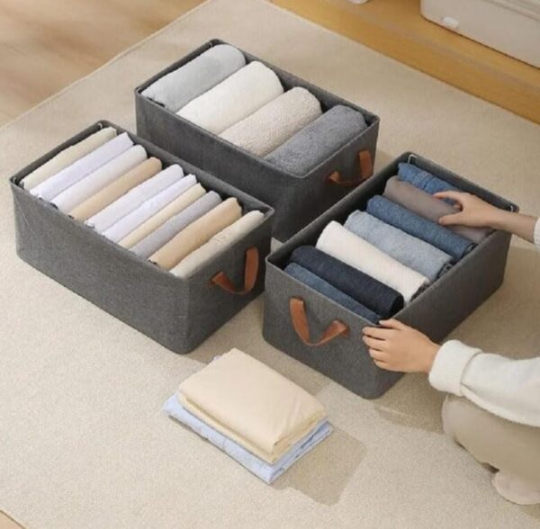 Fabric Storage Cubes Cloth Organizer with Handles Foldable Storage(Pack of 02)... - Image 3