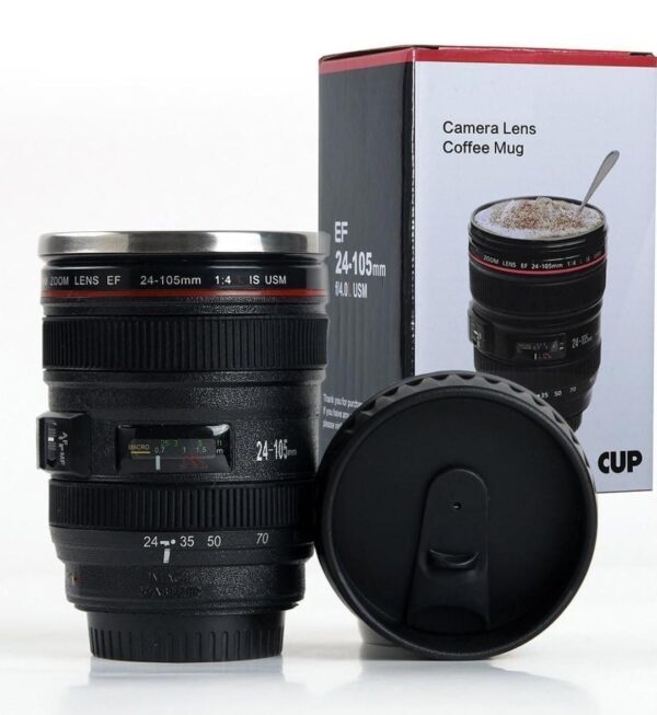 Camera Lens Mug with,Stainless Steel Travel Thermos...