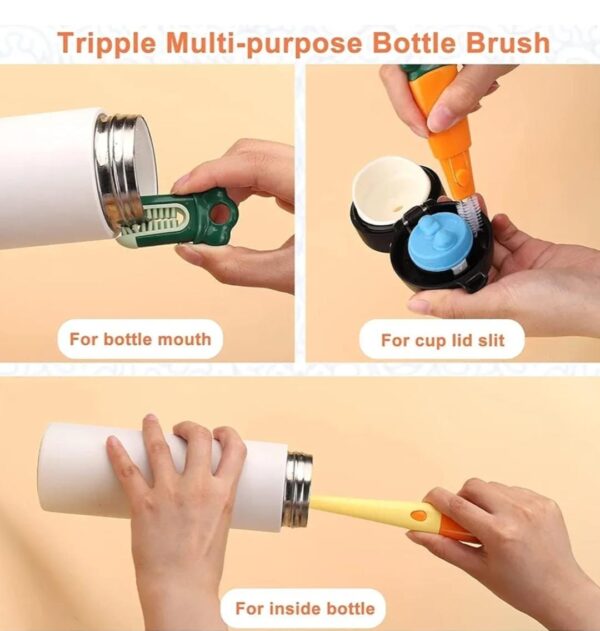 Bottle Brush Cleaner, Multifunctional Cleaning Brush 3 in 1 Bottle Brush(Orange)... - Image 3