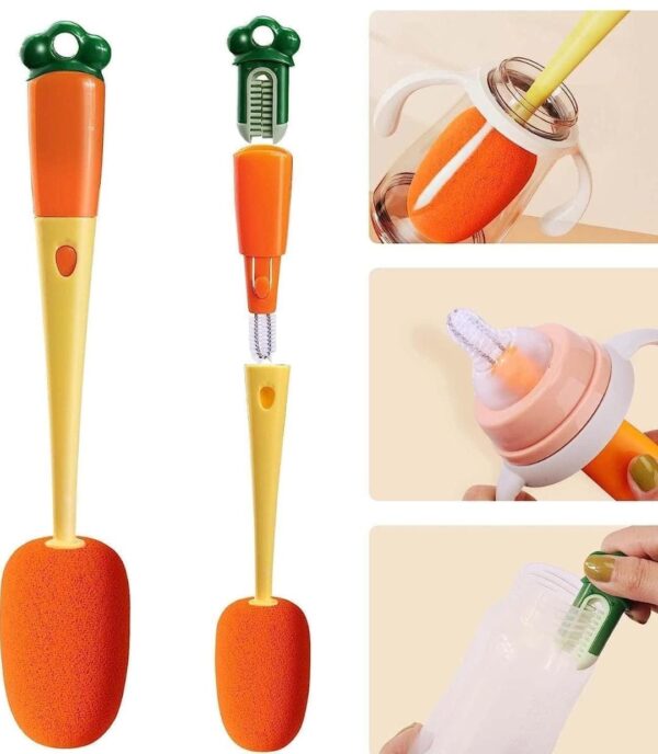 Bottle Brush Cleaner, Multifunctional Cleaning Brush 3 in 1 Bottle Brush(Orange)... - Image 2