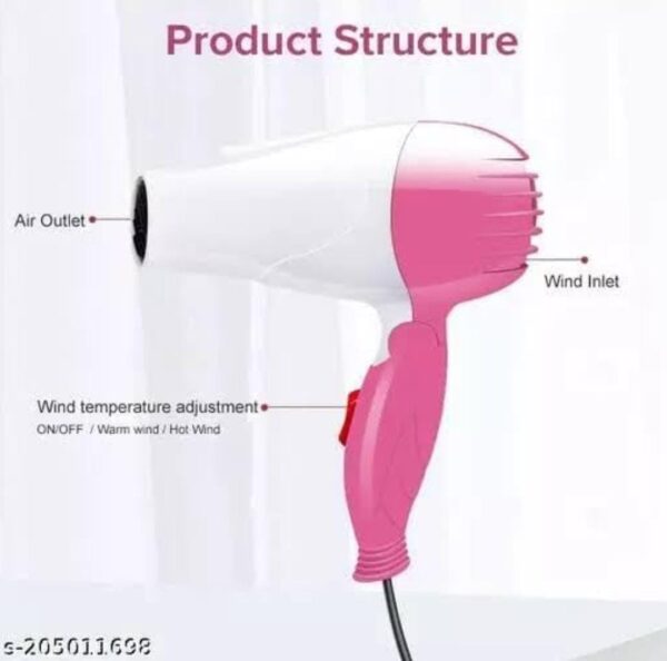 New NOVA-1290 1000 Watts Foldable Hair Dryer for Man and Women - Image 3