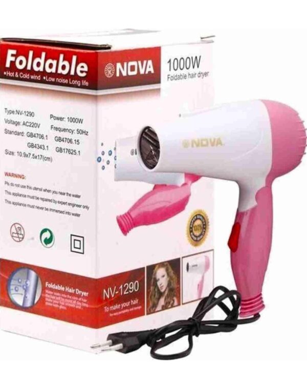 New NOVA-1290 1000 Watts Foldable Hair Dryer for Man and Women - Image 5