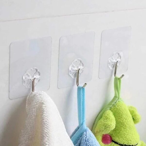 Multipurpose Strong Small Stainless Steel Adhesive Wall Hooks (Pack of 10)... - Image 3