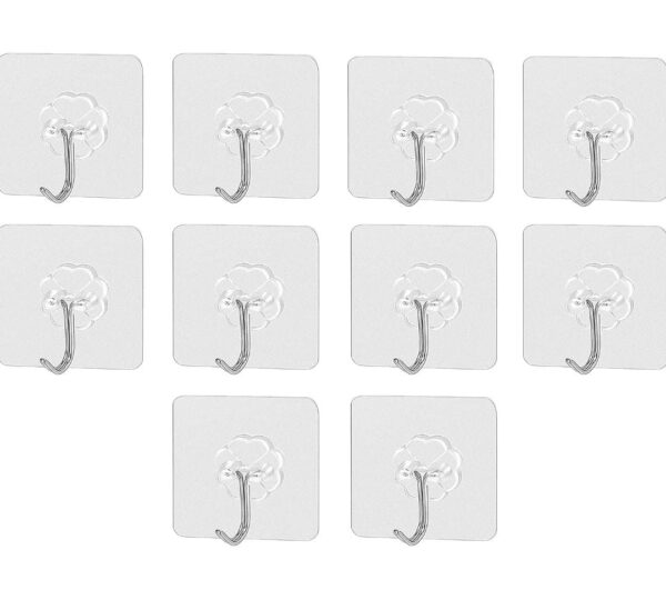 Multipurpose Strong Small Stainless Steel Adhesive Wall Hooks (Pack of 10)...