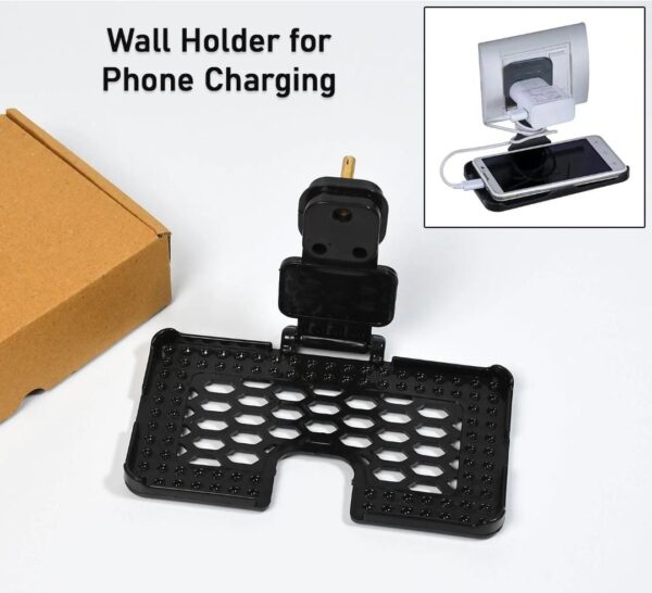 MULTI-PURPOSE WALL HOLDER STAND FOR CHARGING MOBILE JUST FIT IN SOCKET AND HANG (BLACK)