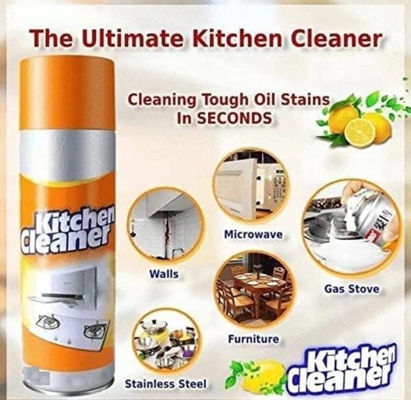 Kitchen Cleaning Spray, Bubble Foam Cleaner Kitchen Cleaner Spray Oil & Grease Stain Remover... - Image 5