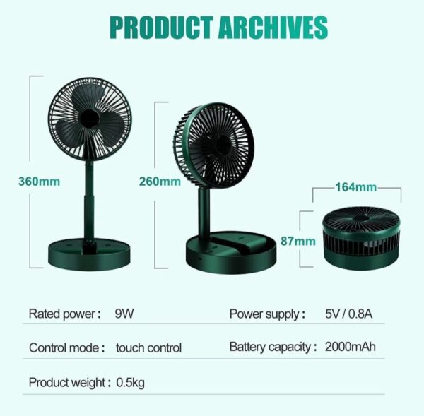 Telescopic Electric Desktop Fan - Image 6