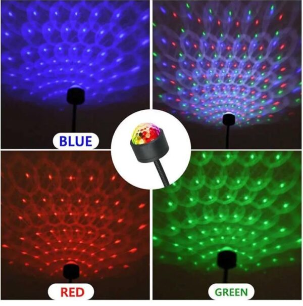 USB STAR NIGHT LIGHT PROJECTOR AND MINI DISCO BALL LIGHT, ADJUSTABLE AUTO ROOF INTERIOR CAR CEILING LIGHTS, FLEXIBLE ATMOSPHERE STROBE LIGHT DECORATIONS FOR BEDROOM CAR PARTY CEILING - Image 3