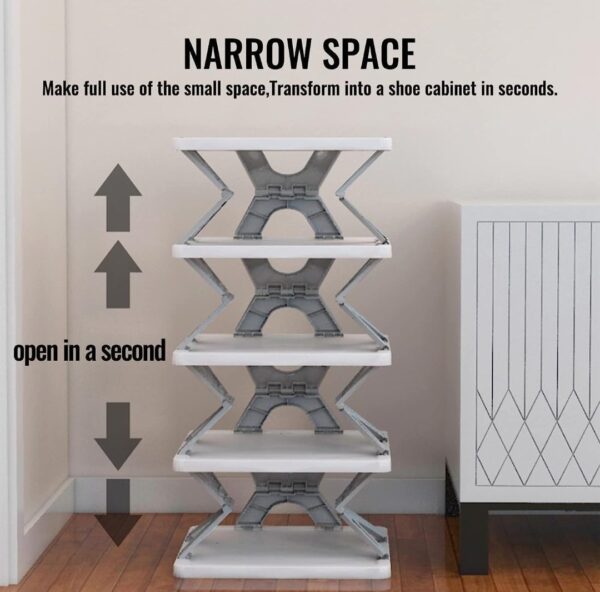 Smart Shoe Rack with 5 Layer Shoes Stand Multifunctional Entryway Foldable, Shoes Rack... - Image 7