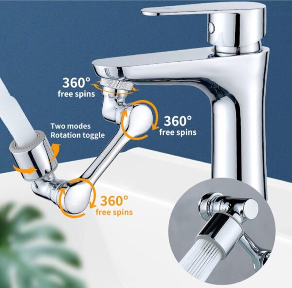 SPLASH FAUCET FILTER FAUCET, 1080 ROTATING FAUCET SPRAYER HEAD DOUBLE O-RING DESIGN, MOVABLE TAP WATER SAVING, SINK AERATOR EXTENDER FOR BATHROOM KITCHEN - Image 7