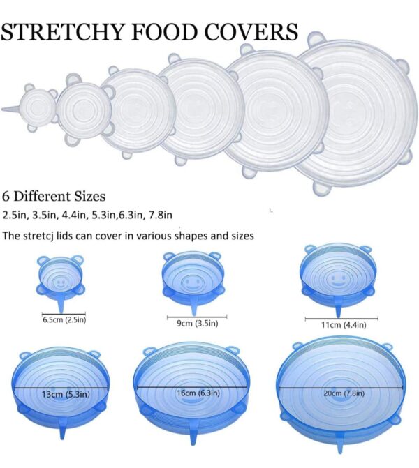 SILICONE LID SET, SILICON LIDS FOR CONTAINERS, SILICON STRETCHABLE LIDS, SILICONE LIDS AND COVER 6 PCS SET - Image 2