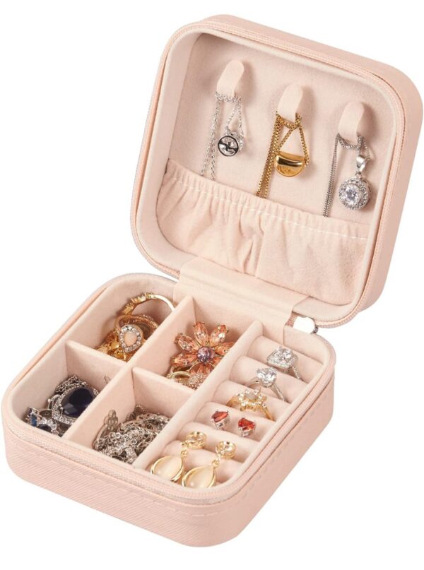 JEWELLERY BOX FOR WOMEN, MINI PORTABLE JEWELRY BOX ORGANISER,PU LEATHER JEWLERRYING DISPLAY HOLDER, SMALL TRAVEL JEWELLERY BOX FOR GIRLS, WOMEN, MOTHER, DAUGHTE, TRAVEL RING, PENDANT, EARRING, NECKLACE STORAGE CASE - Image 5