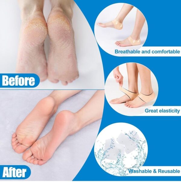 ANTI CRACK SILICON GEL HEEL MOISTURIZING SOCKS FOR FOOT CARE MEN WOMEN (LOOSE PACK) - Image 2